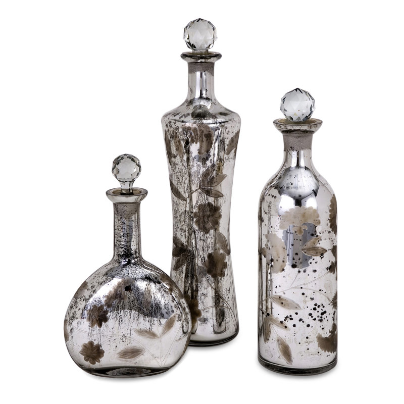 Bungalow Rose Darrin Etched 3 Piece Decorative Bottle Set Wayfair